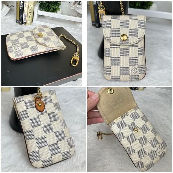 Louis Vuitton Damier Azur small wristlet 
pouch lanyard. ID/ badge holder CUTE - Picture 5 of 14